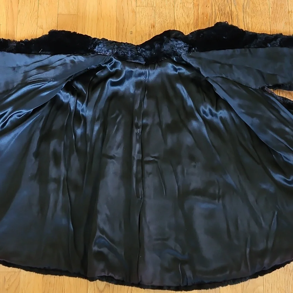 Vintage Sheared Fur Black Cape OS